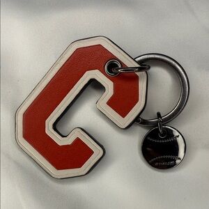 Coach Carmine Modern Varsity Baseball C Logo Leather Key Ring